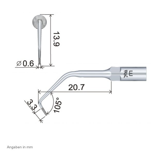 ED10D Endo Spitze technische Abmessung