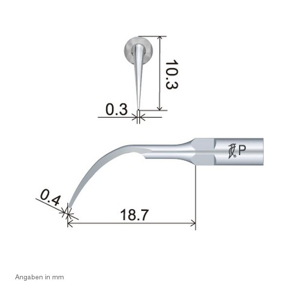 P1 Perio-Spitze technische Abmessung