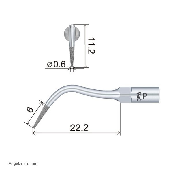 P4D Endo Spitze technische Abmessung