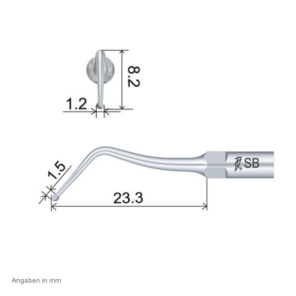 SBDR Ultraschallspitze technische Abmessung